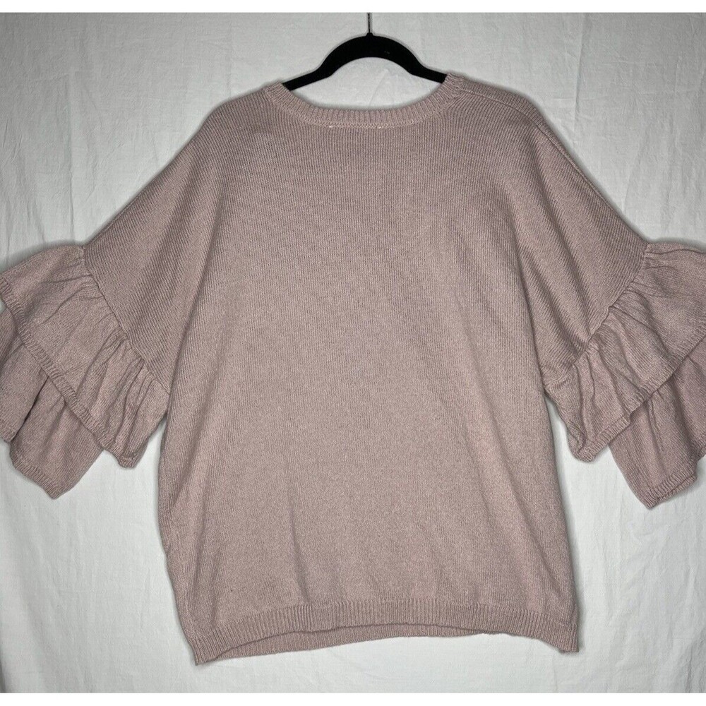 ELOQUII Women's Plus Ruffled Tiered Sleeve Sweater Pink Size 22/24 - Picture 6 of 9